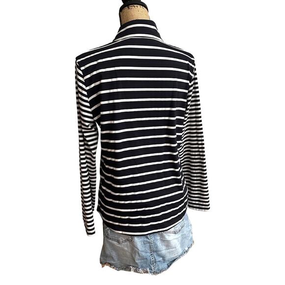 IBKUL Classic Key Long Sleeve black & white Mock Neck Zipper Top 50SPF LARGE - Picture 3 of 9